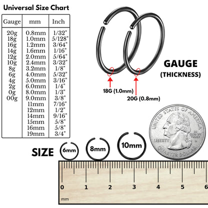 Nose Ring Hoop, Huggie Earrings , Hoop Earrings - Nose Piercing 20g, 18g - Small Hoop Piercing for Nose and Ear, Helix, Cartilage, Tragus.