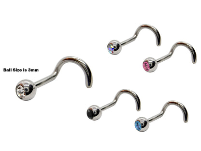 Nose Ring, Nose Studs - Customize 20g 18g 16g Nostril Screw Ring - Top part can be Cone, Spike, Gem or Multi Crystal