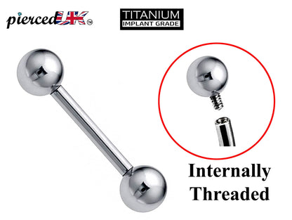 Titanium Barbell Piercing - Internally Threaded
