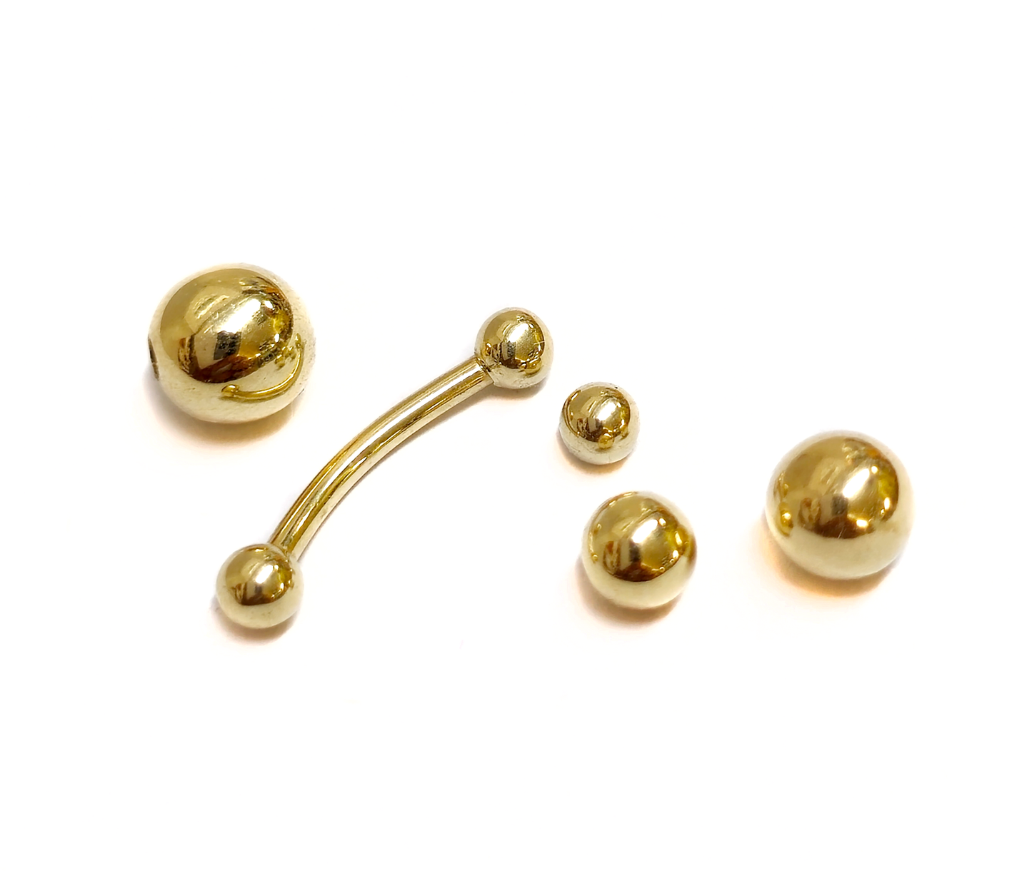 14K Gold Eyebrow Jewellery Curved Barbell Piercing with Custom Ball Size