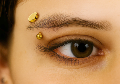 14K Gold Flat top Cylinder Internal Threaded Curved Barbell Piercing for Eyebrow, Belly, Daith, Vertical Lip Bar 16G 14G Body Jewellery