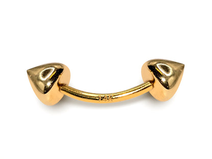 14K Gold Round Cone Eyebrow Piercing Curved Barbell Piercing, Cartilage Piercing, Belly Ring - 16G Body Jewellery Gold Bent Bar