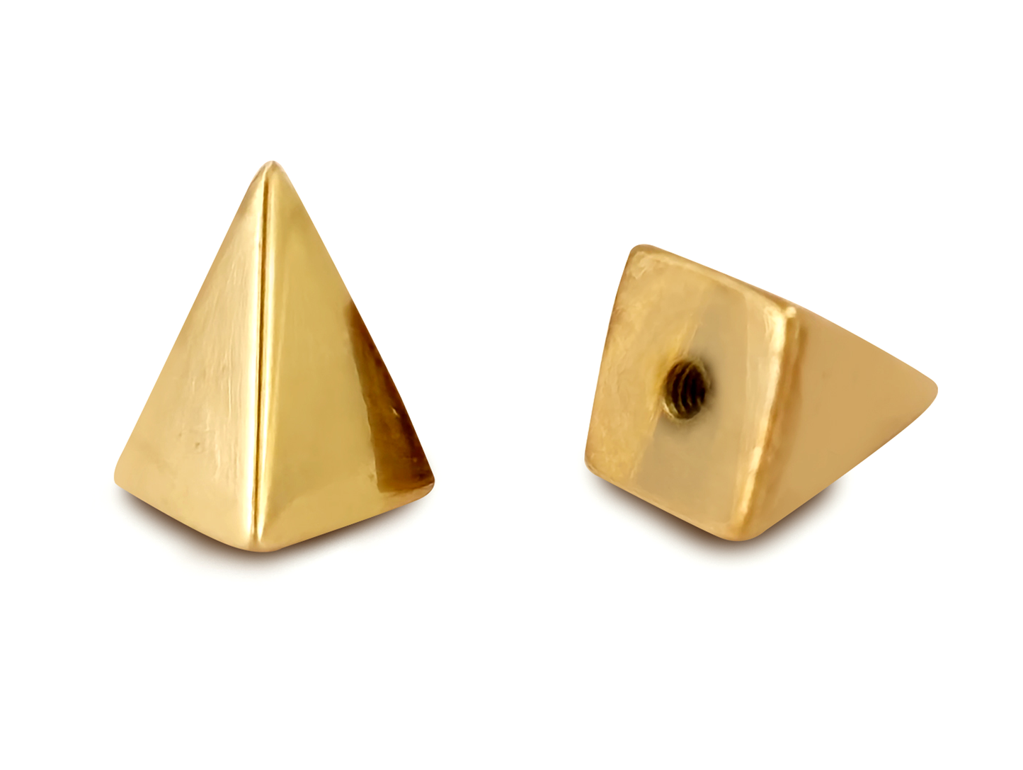 14K Solid Gold Loose Part Replacement 4-Sided Pyramid End, 14G Barbell Piercing, Eyebrow, Cartilage, Labret Studs and Belly Piercing Jewelry