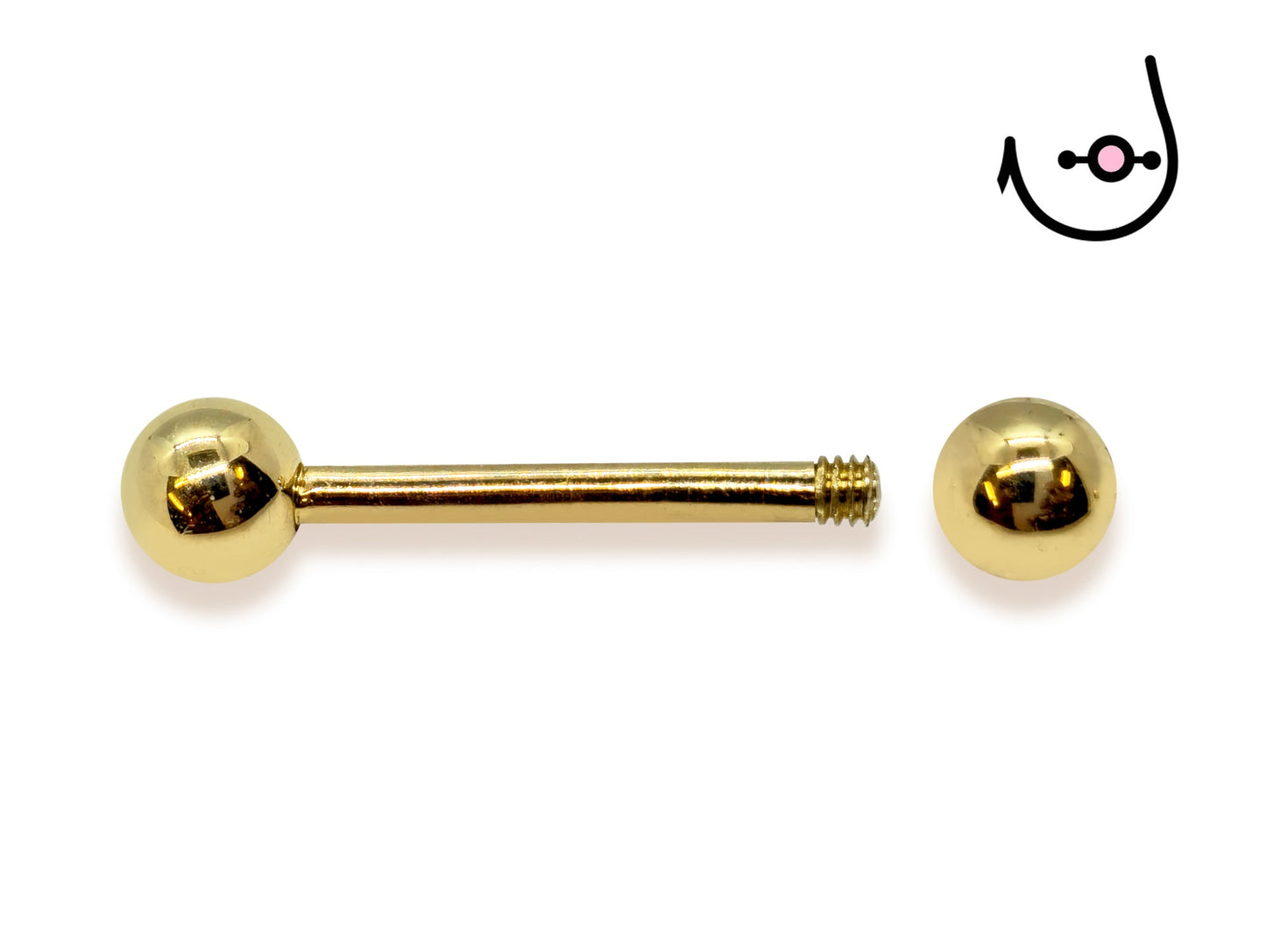 16G (1.2mm) | 14K Solid Gold Nipple Barbell Piercing Body Jewellery