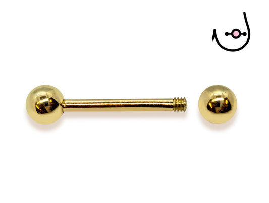 16G (1.2mm) | 14K Solid Gold Nipple Barbell Piercing Body Jewellery