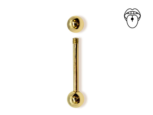 14K Gold Tongue Barbell Piercing Body Jewellery  | 14G (1.6mm)