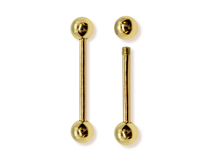 16G (1.2mm) | 14K Solid Gold Industrial Barbell, Scaffold Piercing Body Jewellery