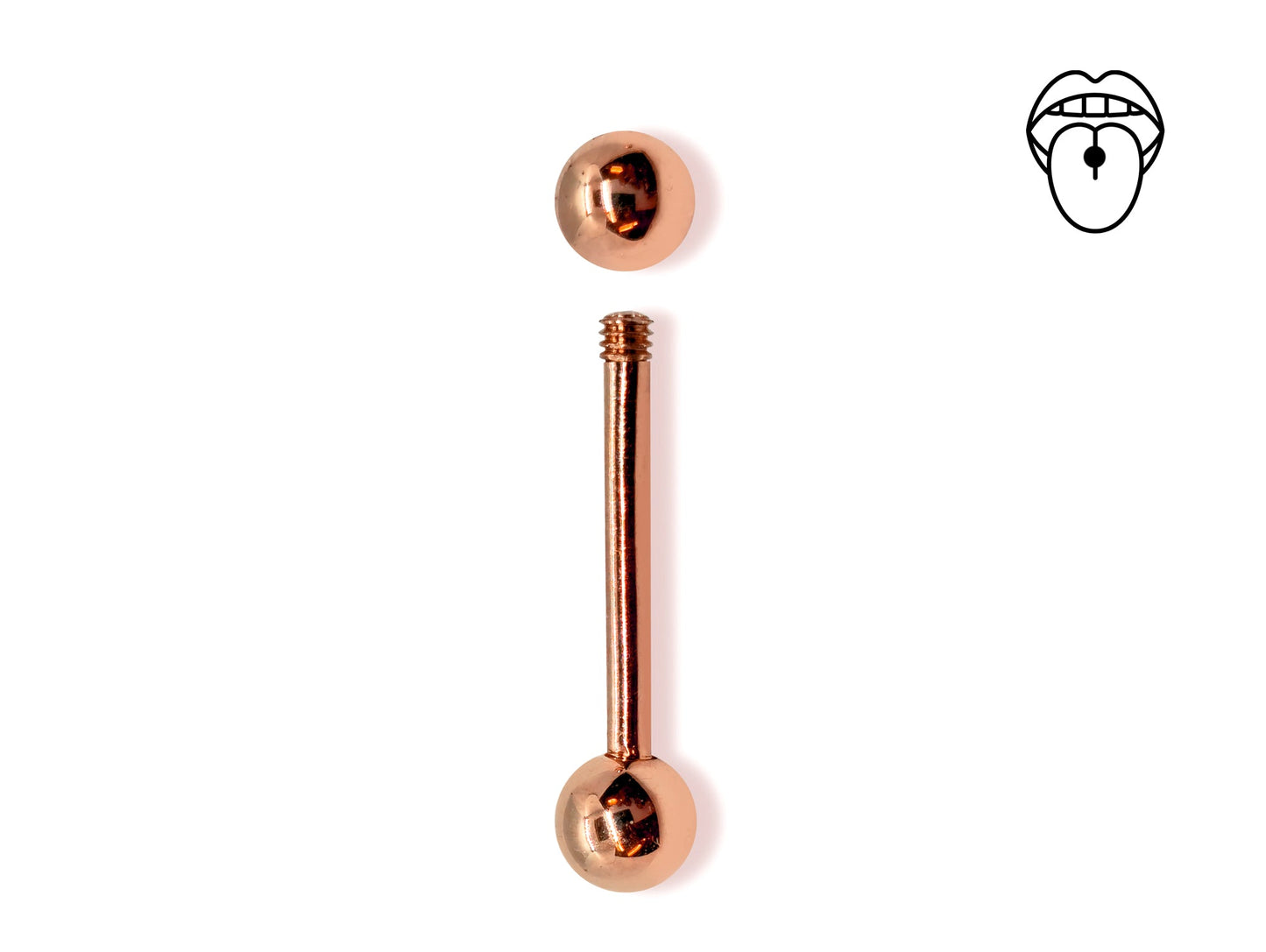 14K Rose Gold Tongue Barbell Piercing Body Jewellery  | 14G (1.6mm)