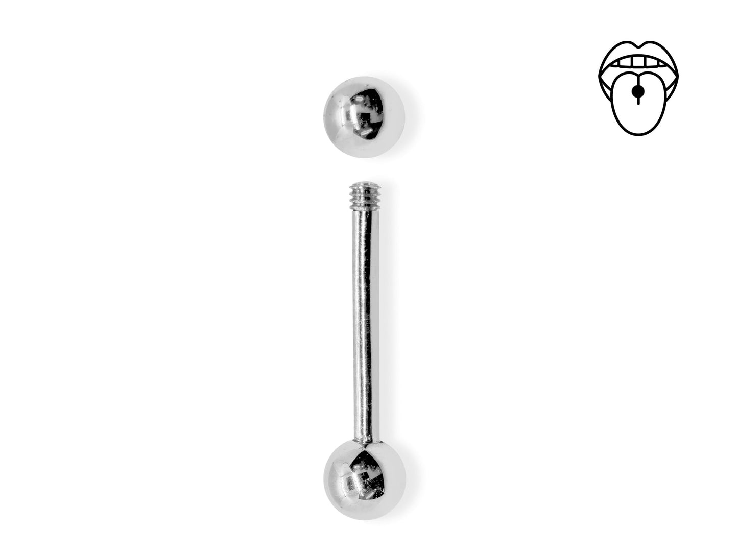 14K White Gold Tongue Barbell Piercing Body Jewellery  | 14G (1.6mm)