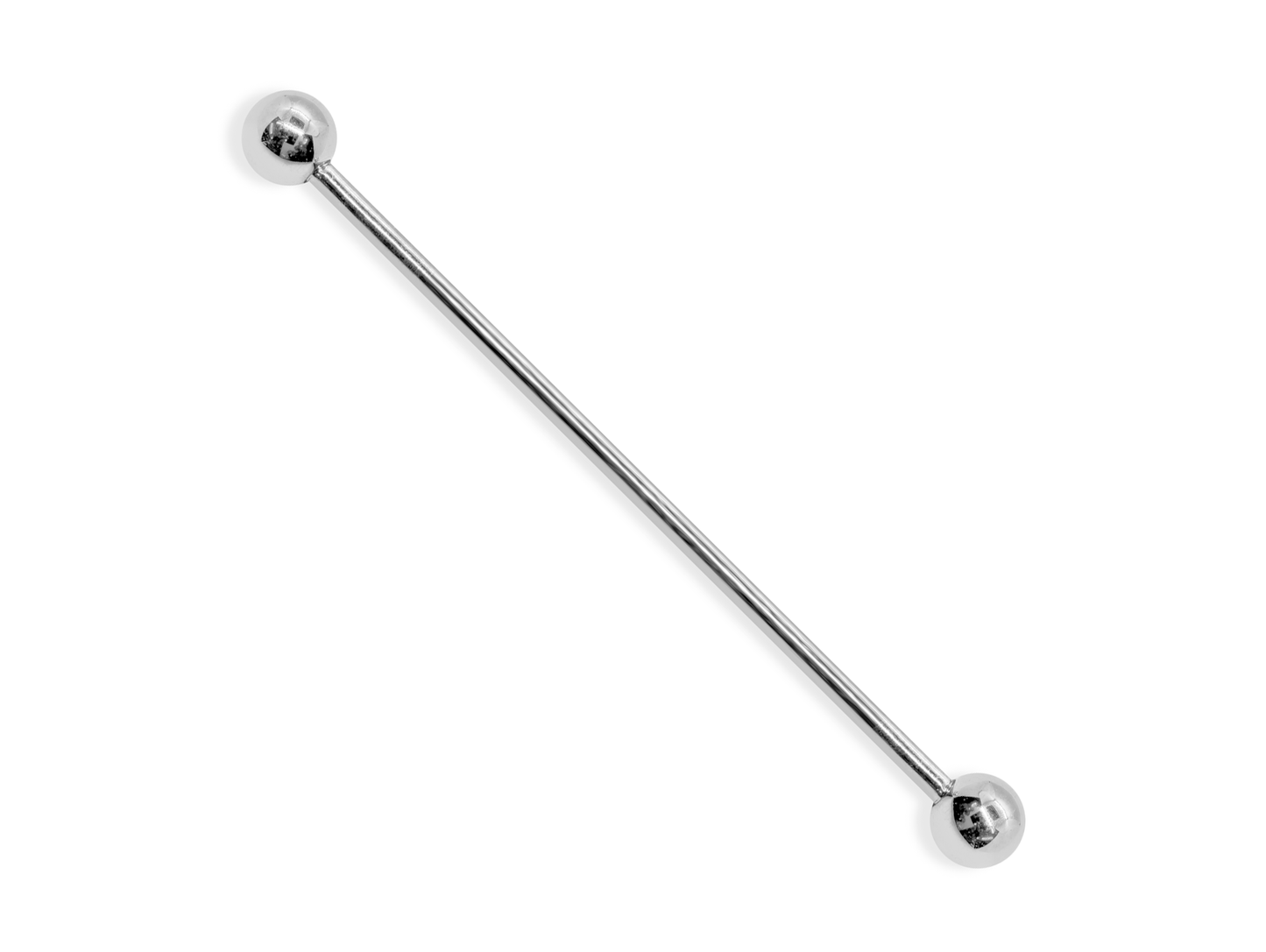 14G (1.6mm) | 14K White Gold Industrial Barbell, Scaffold Piercing Body Jewellery
