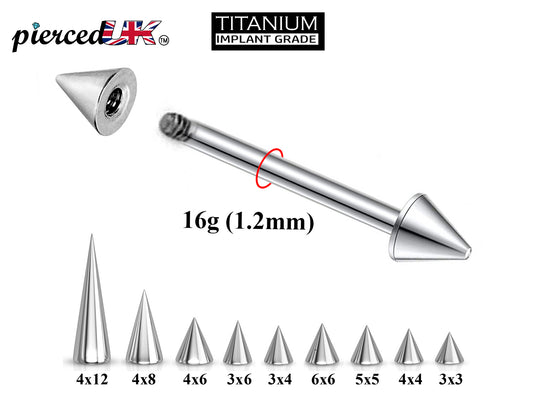 Titanium Spike, Cone 16G Barbel Piercing