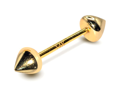 14K Gold Nipple Jewellery Barbell, Barbell Earrings with Round Cone End - 16G Body Jewellery Straight Barbell Stud