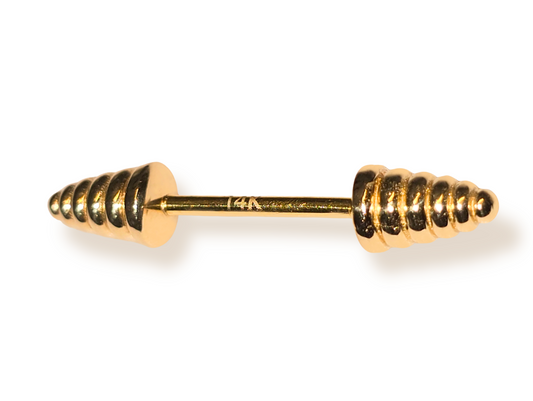 14K Real Gold Dumbbell Design Barbell Piercing, Nipple Jewelry, Barbell Earrings - 16G Body Jewellery Straight Barbell Stud