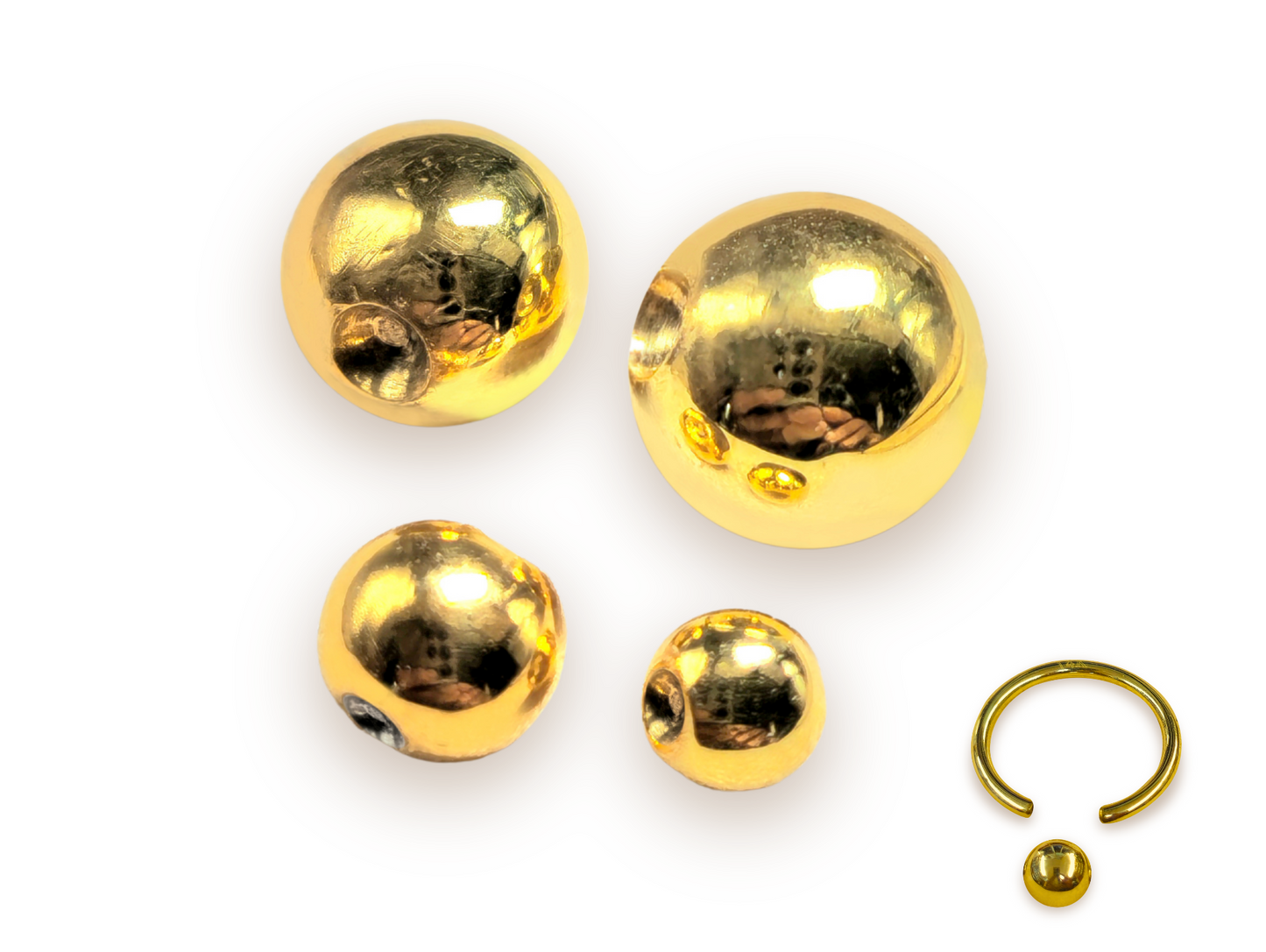 Gold Dimple Ball Hoops made from solid 14K Gold Body Piercing Replacement Attachment for BCR, Captive bead rings, ball hoops