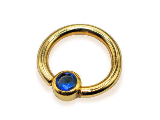 14K Solid Gold Gold Ball Hoop Ring with Cup Bead Septum Piercing - 14K with Precious Stones Piercing for Nipple Jewelry, Rook, Cartilage