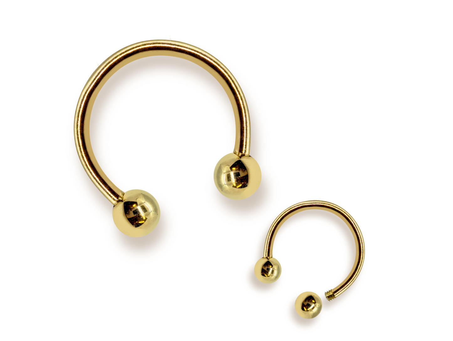 14K Solid Gold Horseshoe 16G 14G Circular Barbell CBB Nose Septum Piercing