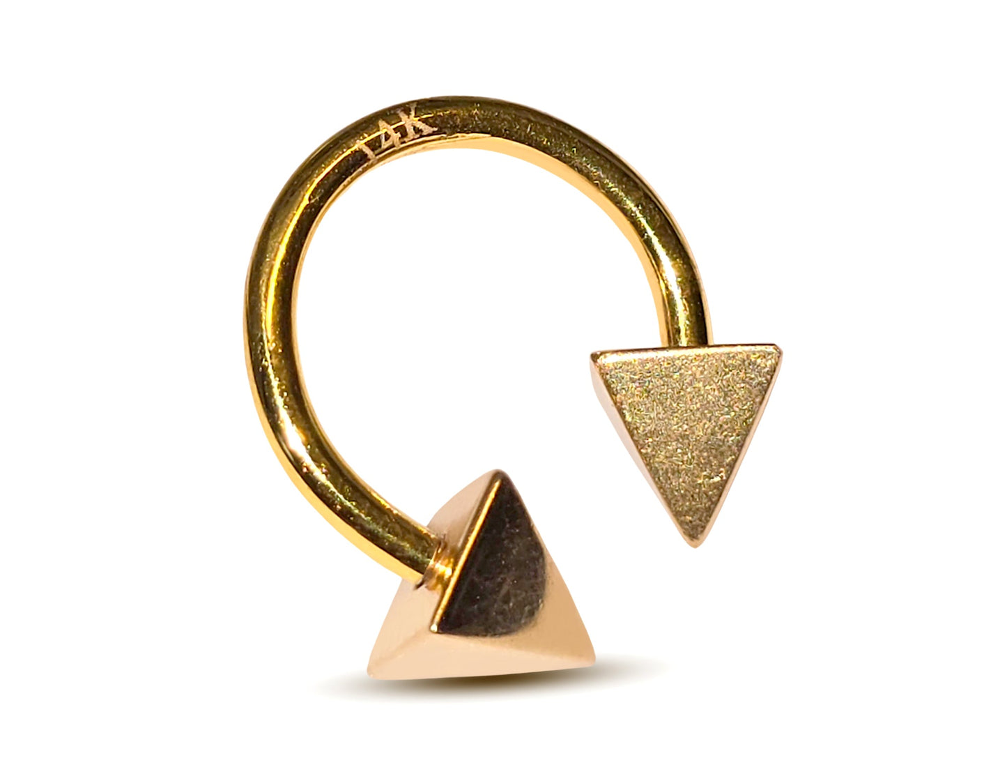 14K Gold Pyramid Cone Septum Horseshoe Barbell, Septum ring, Lip Piercing - 14G Body Jewellery Gold Nose Ring