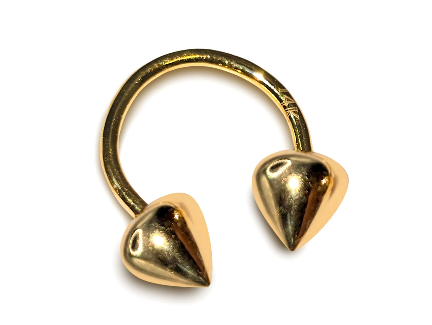 14K Gold Round Cone Septum Horseshoe Barbell, Septum ring, Lip Piercing - 16G Body Jewellery Gold Nose Ring