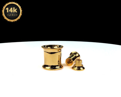 14K Gold Double Flare Plugs Stretching Kit, Ear gauges, Flesh Tunnels - Lobe Plugs - 1pc each order