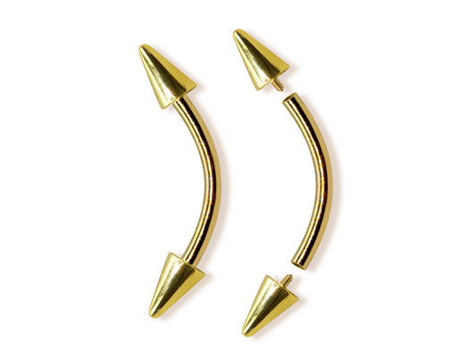Spike Eyebrow Piercing Jewellery 14K Solid Gold Internally Threaded Curved Barbell - 1pc Each Order