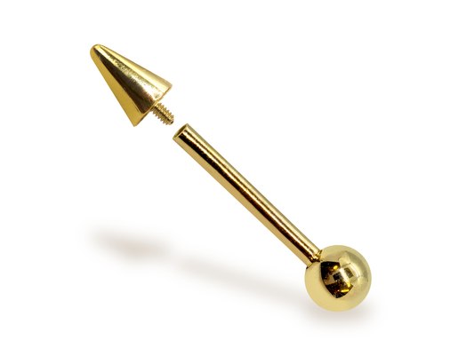 14K Solid Gold Spike Barbell Piercing, Cartilage Helix Piercing - Internally threaded - Body Piercing Also for Nipple Bar