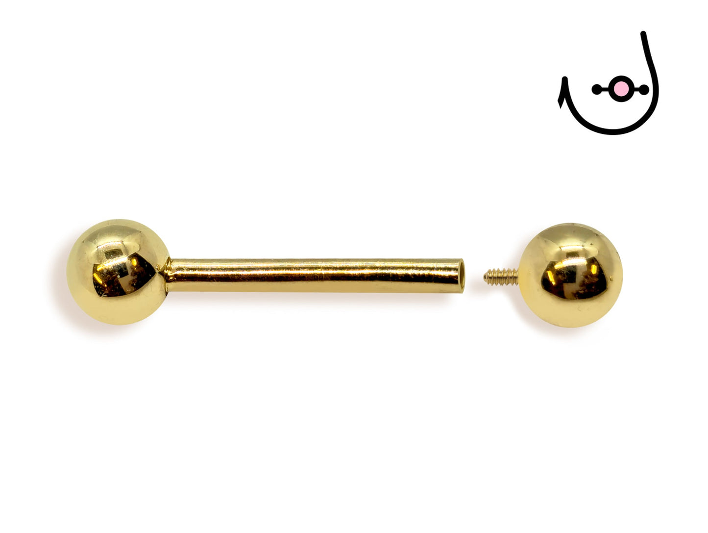 14G (1.6mm) | 14K Solid Gold Internally Threaded Nipple Barbell Piercing Body Jewellery