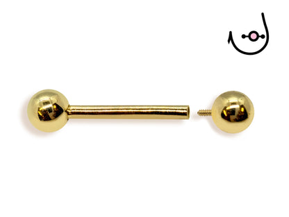 14G (1.6mm) | 14K Solid Gold Internally Threaded Nipple Barbell Piercing Body Jewellery