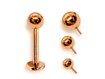 14K Rose Gold Internal Labret Lip Piercing -16G 14G - Body Jewellery for Tragus, Ear Cartilage - Hand Made