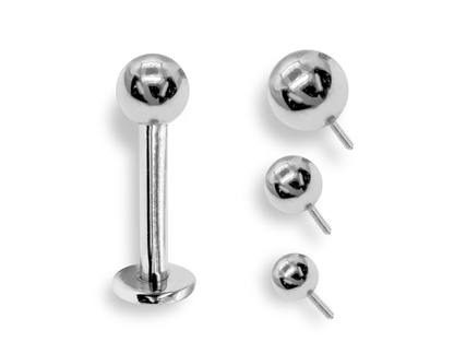 14K White Gold Internal Labret Lip Piercing -16G 14G - Body Jewelry for Tragus, Cartilage - Hand Made