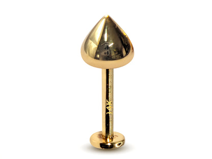 14K Gold Round Cone Labret Stud Lip Jewellery, Lip Piercing Tragus Earring - 16G Body Jewellery Gold Lip Bar