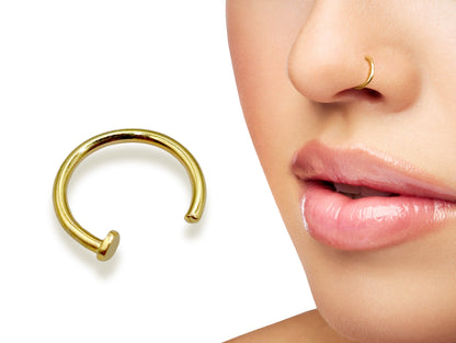 14K Gold Nose Ring, Nose Hoop Piercing