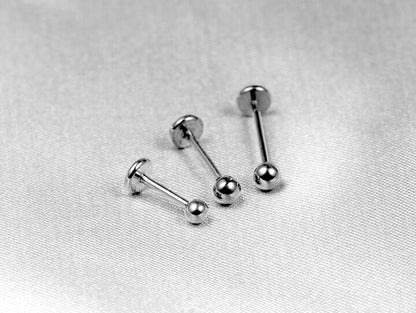 14K White Gold Internal Labret Lip Piercing -16G 14G - Body Piercing for Tragus, Lip Jewellery, Cartilage Piercing- Hand Made