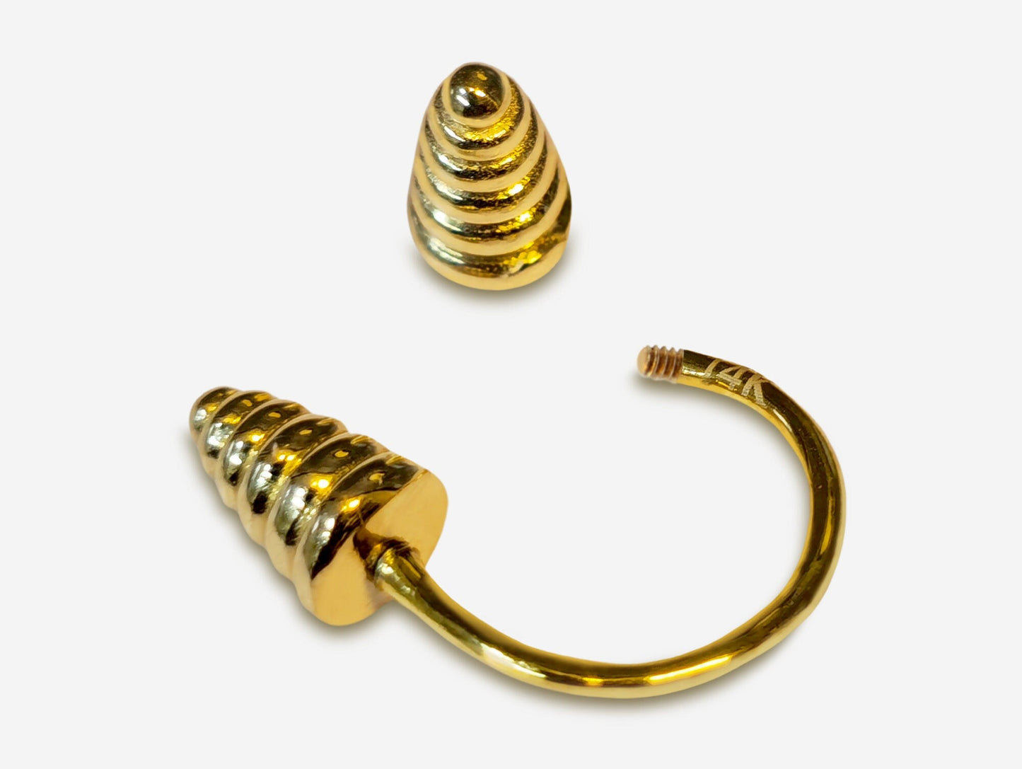 14K Gold Septum Horseshoe Barbell, Septum ring, Lip Ring, Dumbbell Design Piercing - 16G Body Jewellery Gold Nose Ring