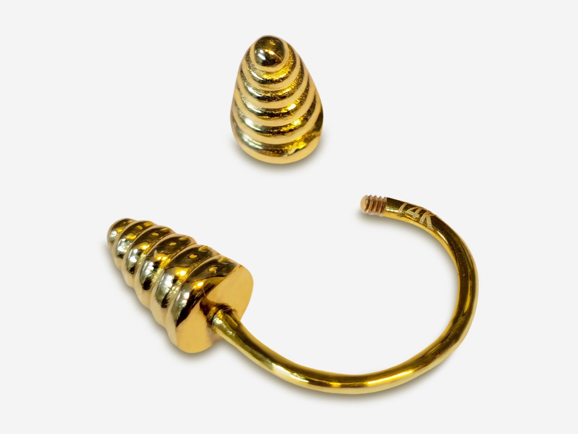 14K Gold Septum Horseshoe Barbell, Septum ring, Lip Ring, Dumbbell Design Piercing - 16G Body Jewellery Gold Nose Ring