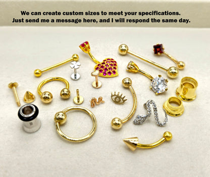 14KSolid Gold Belly Bar, Button Ring, Chameleon Lizard Belly Bar, Gold Belly Button Ring- Hand Made Body Jewellery Piercings