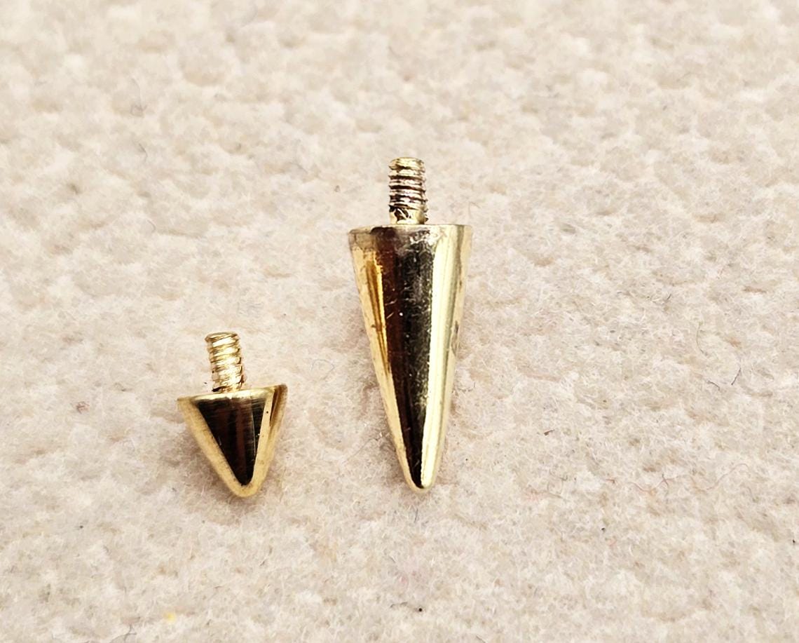 14K Solid Gold Spike Loose Part Piercing for Internally Threaded 16G Nipple Barbell Piercing, Lip Labret Studs, Horseshoe Ring
