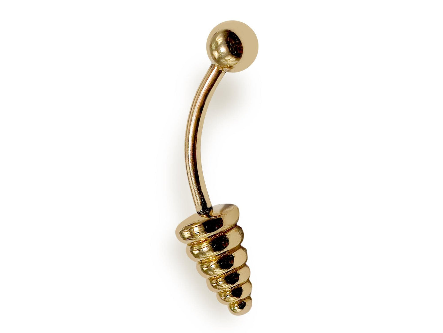 14K Gold Spike Eyebrow Jewellery Spring Design 16G Body Piercing Curved Barbell combination of custom size ball end - 1pc each order