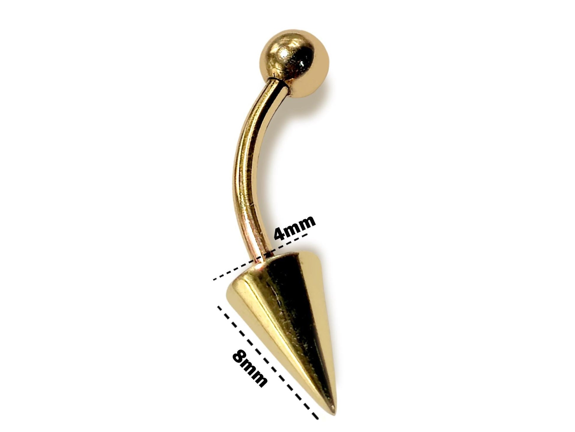 14K Gold Spike Eyebrow Piercing 16G Body Jewellery Curved Barbell combination of custom size ball end - 1pc each order