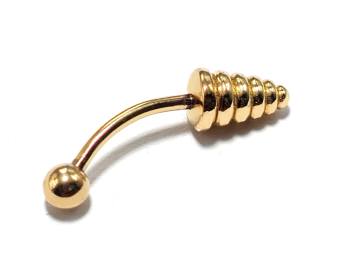 14K Gold Spike Eyebrow Jewellery Spring Design 16G Body Piercing Curved Barbell combination of custom size ball end - 1pc each order