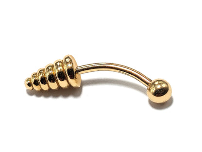 14K Gold Spike Eyebrow Jewellery Spring Design 16G Body Piercing Curved Barbell combination of custom size ball end - 1pc each order