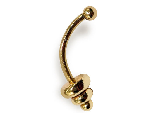 14K Gold Eyebrow Piercing Unique Cone Design 16G Body Jewellery Curved Barbell combination of custom size ball end - 1pc each order