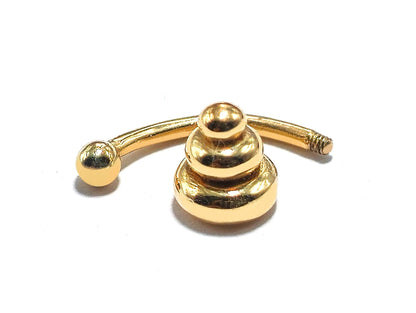 14K Gold Eyebrow Piercing Unique Cone Design 16G Body Jewellery Curved Barbell combination of custom size ball end - 1pc each order