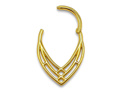 14K Gold Weave Pattern design Clicker Hoop Ring for Nose Septum, Daith Piercing 16G Body Jewellery - Inner Diameter size 8mm