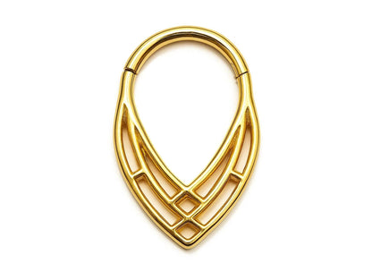 14K Gold Weave Pattern design Clicker Hoop Ring for Nose Septum, Daith Piercing 16G Body Jewellery - Inner Diameter size 8mm