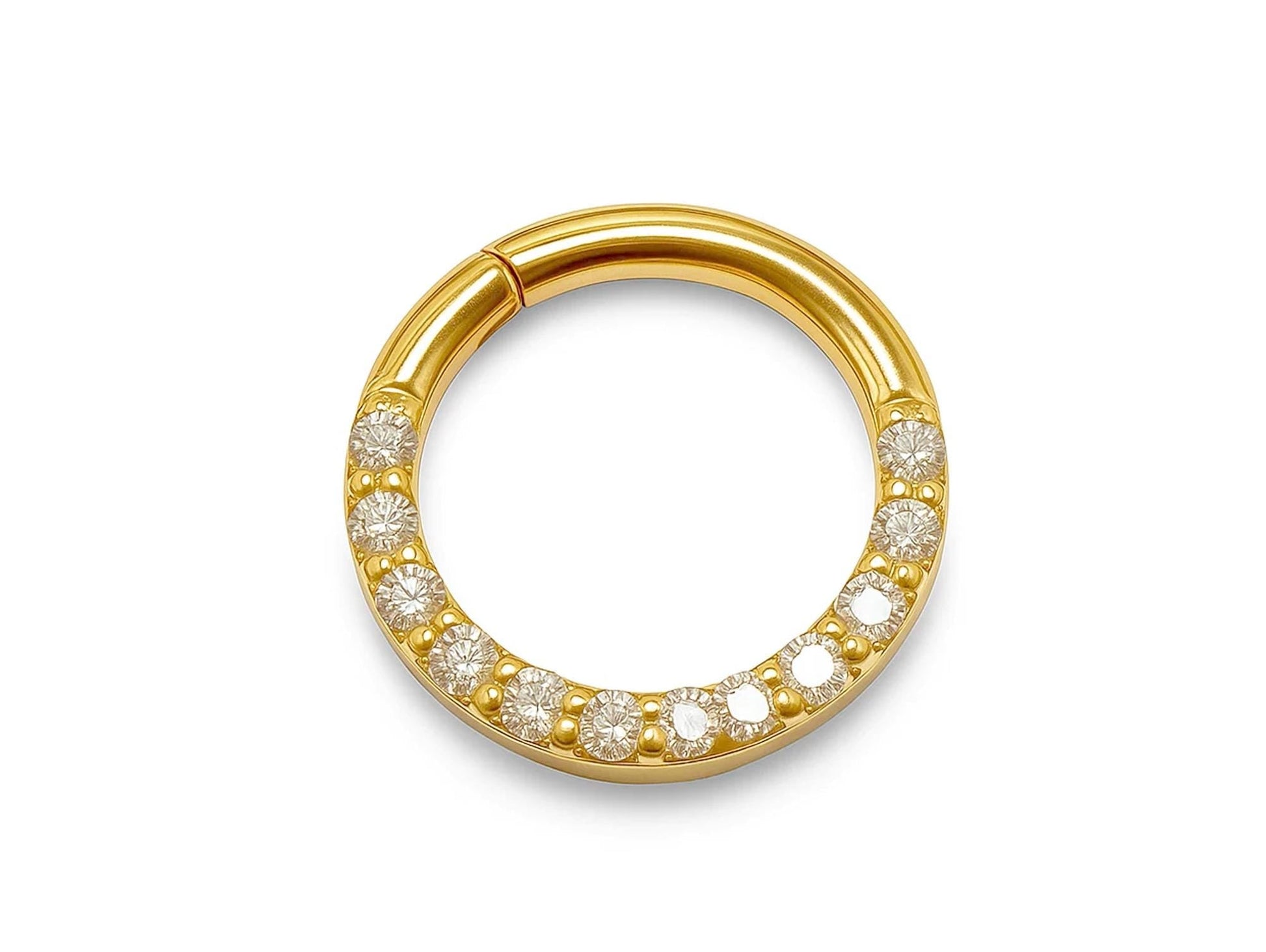 14K Gold 16G Nose Septum Clicker, Daith ring, Conch, Helix hoop Body Jewellery Piercing with Gem Crystal Set - Diameter size 8mm