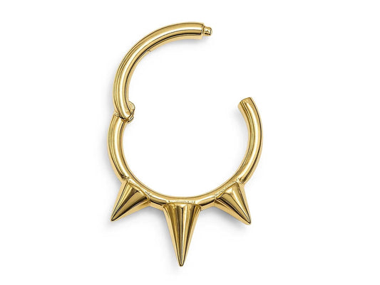 14K Gold Spike Clicker Hoop Ring for Nose Septum, Daith Piercing 16G Body Jewellery - Inner Diameter size 8mm