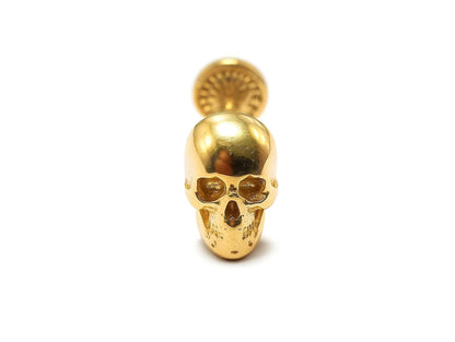 14K Gold Skull Head Labret Stud Lip Piercing Philtrum, Tragus, Helix, Cartilage 16G Body Jewellery Internally Threaded