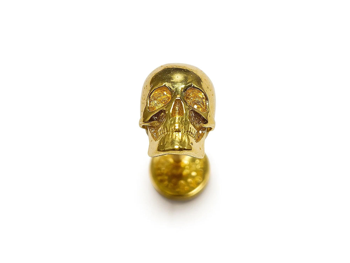 14K Gold Skull Head Labret Stud Lip Piercing Philtrum, Tragus, Helix, Cartilage 16G Body Jewellery Internally Threaded