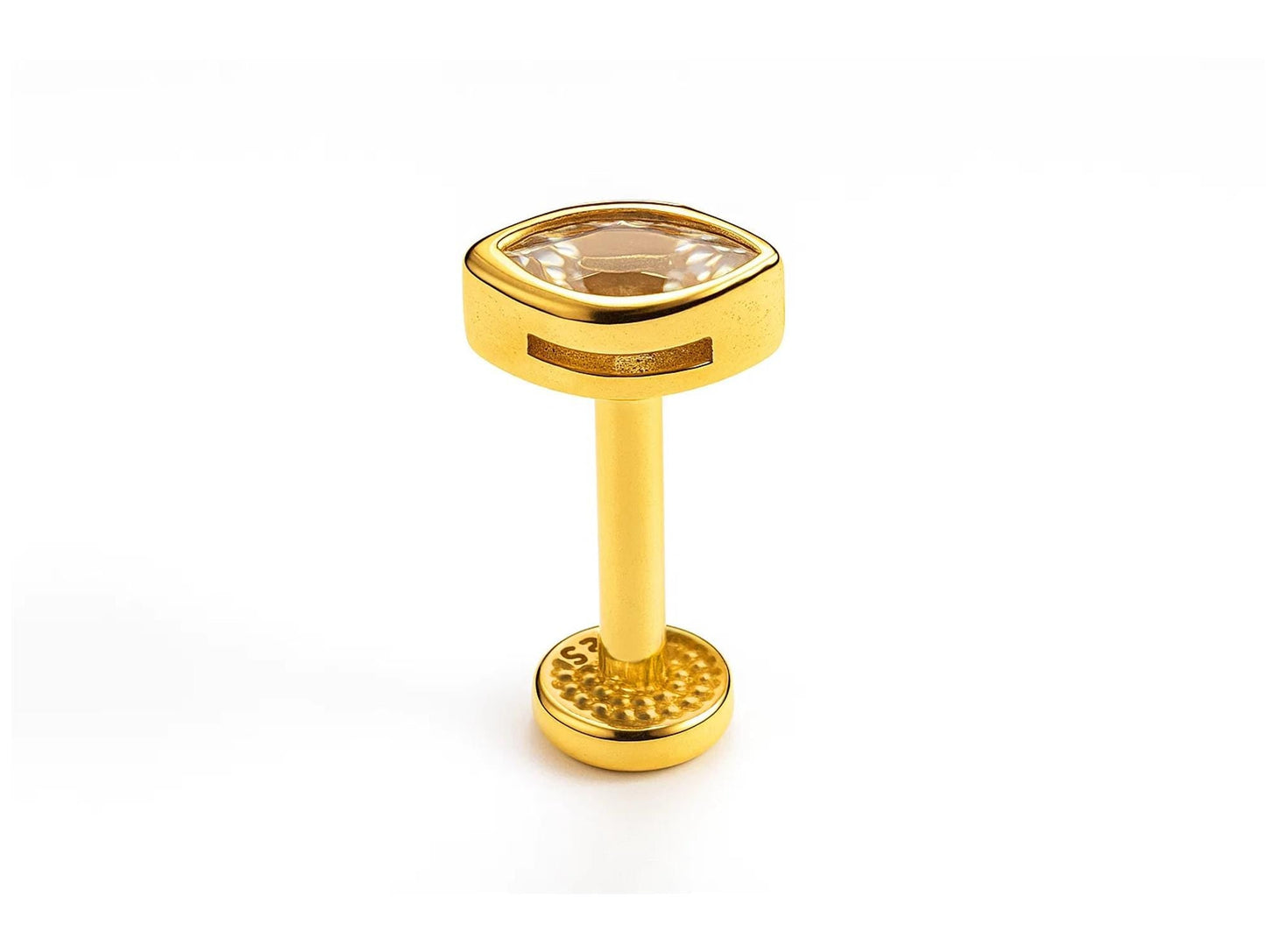 14K Gold Eye Shape Labret Stud Lip Piercing Philtrum, Tragus, Helix, Cartilage 16G Body Jewellery Internally Threaded